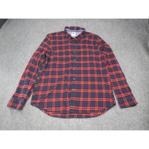 Copper & Oak Flannel Button Down Shirt‎  XL Men's Red Navy Plaid Cotton Casual